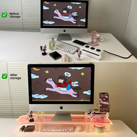 LELIO 2026 Support rehausseur en acrylique Patte de chat – Design flottant transparent, étagère de rangement pour ordinateur portable/tablette avec éclairage réglable