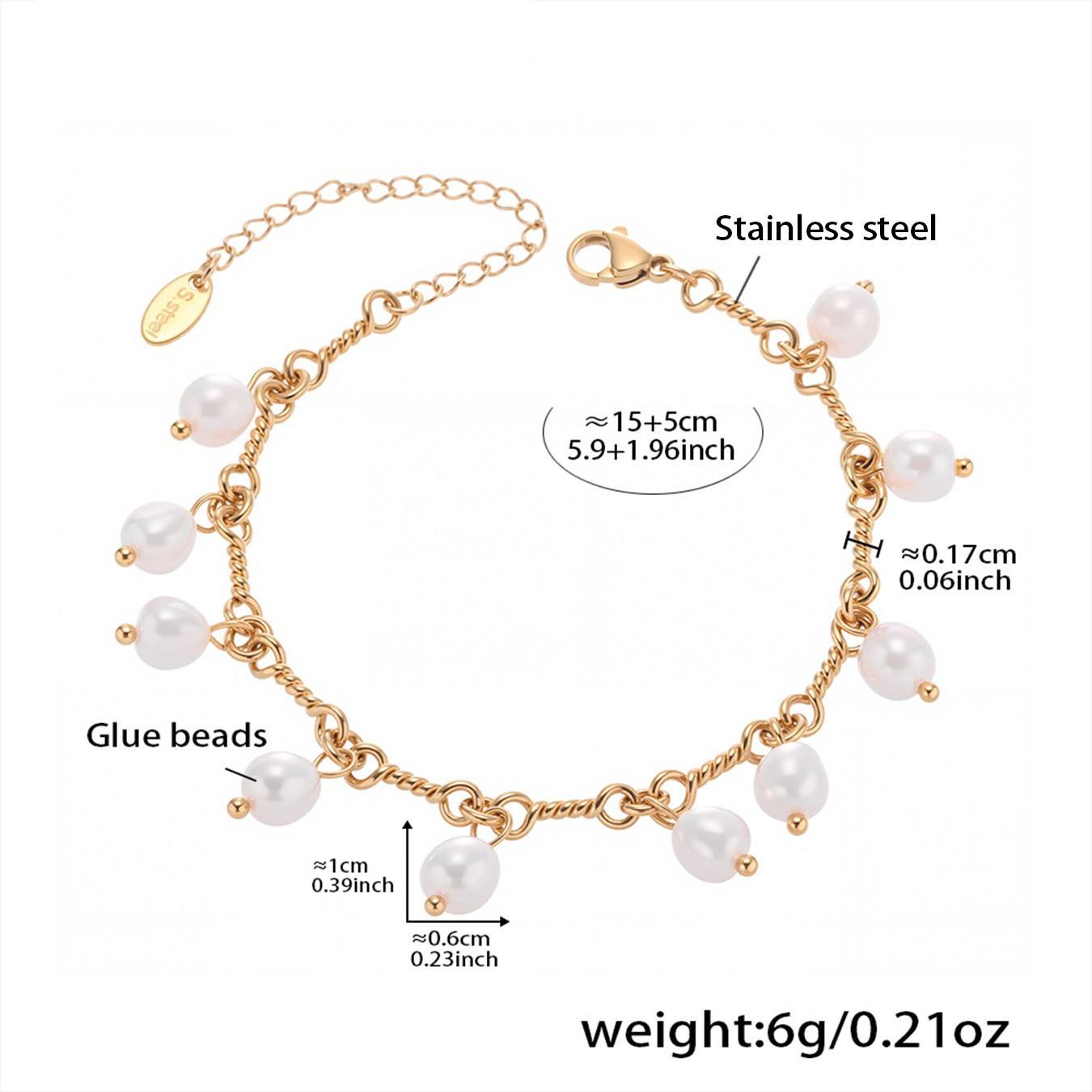 Bracciale con nappa di perle a conchiglia rotonda 5,91 + 1,97 pollici