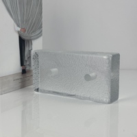Brique de verre solide texturée effet écorce d'orange, transparente, avec trous pré-percés, bloc de cristal pour décoration murale intérieure, directement de l'usine