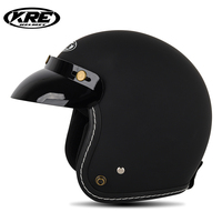 Casque de moto KRE vintage 3/4 ouvert homologué DOT avec visière bulle et lunettes de protection