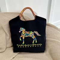 Koleksi Baru Tas Tote Ramah Lingkungan dengan Desain Bordir, Tas Belanja Bahan Nylon Tahan Air, Tas Selempang Bahu Terbuka