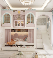 Lit Enfant en Bois Massif, Lit Superposé, Lit Château de Princesse