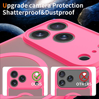 Fundas de Teléfono Rojo Rosa a Prueba de Golpes con Sensación de Piel para la Serie iPhone con Anillo Magnético de Lujo para iPhone 17 Pro Max para Chica