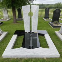 Monument funéraire de style européen en granit noir naturel et marbre blanc pour cimetière commémoratif