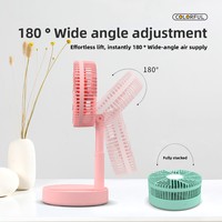 Mini ventilateur de table pliable USB rechargeable à 3 vitesses, portable, mignon, relaxant, idéal comme cadeau