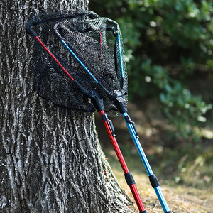 CHILENT intégré pliant filet de pêche en alliage d'aluminium pliant Nylon pêche épuisettes <span class=keywords><strong>mer</strong></span> volant matériel de pêche - Product Image 1