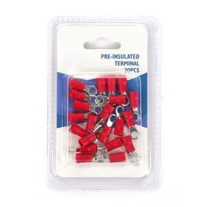 Bornes pré-étanches, couleur rouge, présentées en blister de 20 pièces, idéales pour des connexions électriques sûres et rapides. - Product Image 1