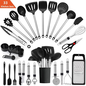 Juego <span class=keywords><strong>de</strong></span> Utensilios <span class=keywords><strong>de</strong></span> Cocina <span class=keywords><strong>de</strong></span> Silicona <span class=keywords><strong>de</strong></span> 33 Piezas, Espátula, Abridor <span class=keywords><strong>de</strong></span> Latas, Cuchillo <span class=keywords><strong>para</strong></span> Pizza, Taza Medidora, Espátula Antideslizante Resistente a Altas Temperaturas - Product Image 1