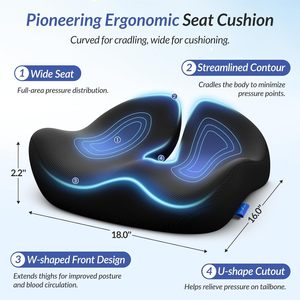 Ergonomic văn phòng & xe Ghế đệm với mật độ cao Bộ nhớ bọt chống trượt cơ sở đau thần kinh tọa & xương đuôi giảm đau Ghế Gối - Product Image 5