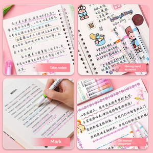 ปากกาเน้นข้อความรูปทรง<span class=keywords><strong>ดอกไม้</strong></span>น่ารักๆ6ชิ้น/เซ็ตปากกาหัวโค้งสำหรับเขียนบันทึกการวาดเส้นแบบคู่ - Product Image 5