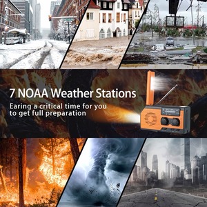 พาวเวอร์แบงค์ 10000mAh วิทยุมัลติฟังก์ชั่น พร้อมมือหมุนชาร์จพลังงานแสงอาทิตย์ ชาร์จผ่าน USB วิทยุ FM AM WB NOAA วิทยุพยากรณ์อากาศ ไฟฉาย LED ฉุกเฉิน - Product Image 3