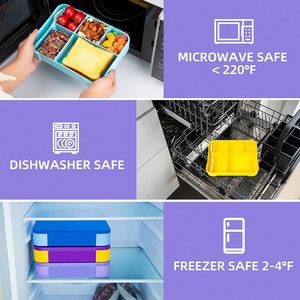 Boîte à lunch bento simple pour adultes et enfants, compatible micro-ondes, étanche, réutilisable, écologique, portable, sans danger pour les aliments - Product Image 4