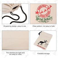 Grand sac de Noël du Père Noël en toile écologique de 50x70cm avec cordon de serrage, idéal pour l'emballage de cadeaux de Noël et les fournitures de fête - Direct Usine High King