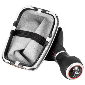Volkswagen <b>Gear</b> Shift <b>Knob</b> Cover Black Leather Red Stitch 5 6 Speed Manual Transmission Upgrade Accessory - Product Image 5
