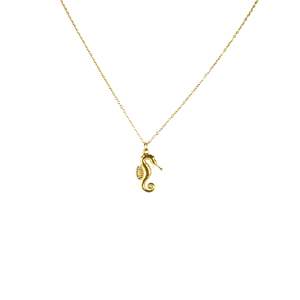 Collar con Colgante de Caballito de Mar, Acero Inoxidable 316L, Chapado en Oro PVD, Joyería Fina Sostenible - Product Image 1