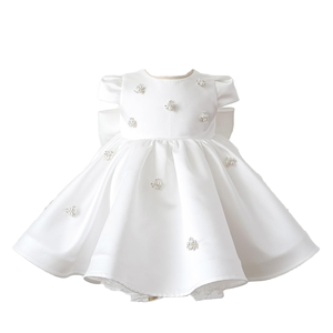 ชุดเดรสของเด็กผู้หญิงผ้าซาตินประดับด้วยลายดอกไม้สี่คอสำหรับฤดูร้อน2025สำหรับปาร์ตี้วันเกิดแฟชั่นใหม่ - Product Image 6