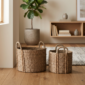 Laurel Bohème Naturel Tissé À La Main Panier De Rangement Décoratif avec Poignées pour Chambre Salon Buanderie ou Entrée - Product Image 3