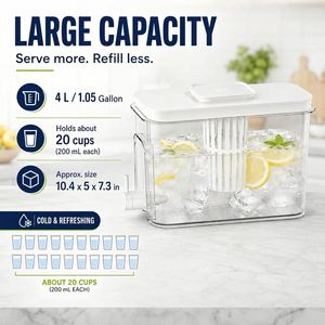 4L Water Filter Dispenser Cold Kettle Juice Water Pitcher Beverage Filter Drink Container for <b>Refrigerator</b> with Metal Rack - Product Image 4