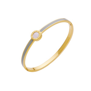 2025 New Luxury Handmade 18K Gold Plated Stainless Steel <b>Bracelet</b> Color Enamel <b>Shell</b> Inlay Fashion Cuff Bangle - Product Image 4
