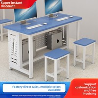 Bureaux de laboratoire informatique scolaire, tables de travail individuelles ou doubles, chaises de formation style simple, boîtiers d'ordinateur modèle Chine