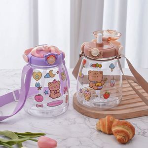 2025 caliente verano lindo portátil alta belleza estudiante gran capacidad doble botella de agua potable con pajita y mango - Product Image 3