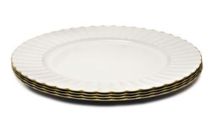 Assiette de présentation carrée en plastique écologique de 13 pouces, dorée, de haute qualité, pour mariage, avec impression bronzante, vente en gros à prix abordable - Product Image 3