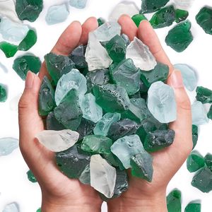 Versatile Frosted Sea Glass Block - 1LB Green Vase Fillers, Aquarium Gravels, Sea Glass Decor, Ideal for DIY Crafts,