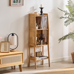 Zhui Zhu Bookshelf Freestanding Rattan Storage Cabinet Space Saving <b>Bookcase</b> For Living Room Or Office - Product Image 2