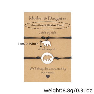 Conjunto de Pulseras Madre e Hija con Dije de Elefante, Cordón Negro, Joyería de Regalo para Mujeres y Niñas - Product Image 4