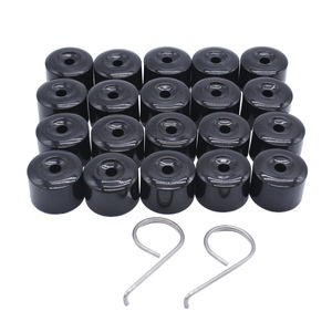 Capuchons décoratifs noirs Volkswagen 17 mm, 20 pièces avec outils pour remplacement et réparation des écrous de roue - Product Image 1