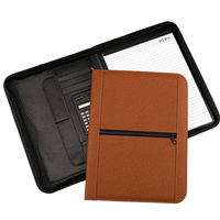 Calculatrice en cuir PU de taille A4 Sac à documents A4 à fermeture éclair pour réunions Logo personnalisé