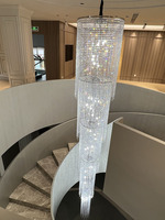 Lustres de plafond LED en cristal longs et dorés de style nordique moderne, réglables en hauteur, éclairage de luxe personnalisé pour hôtel