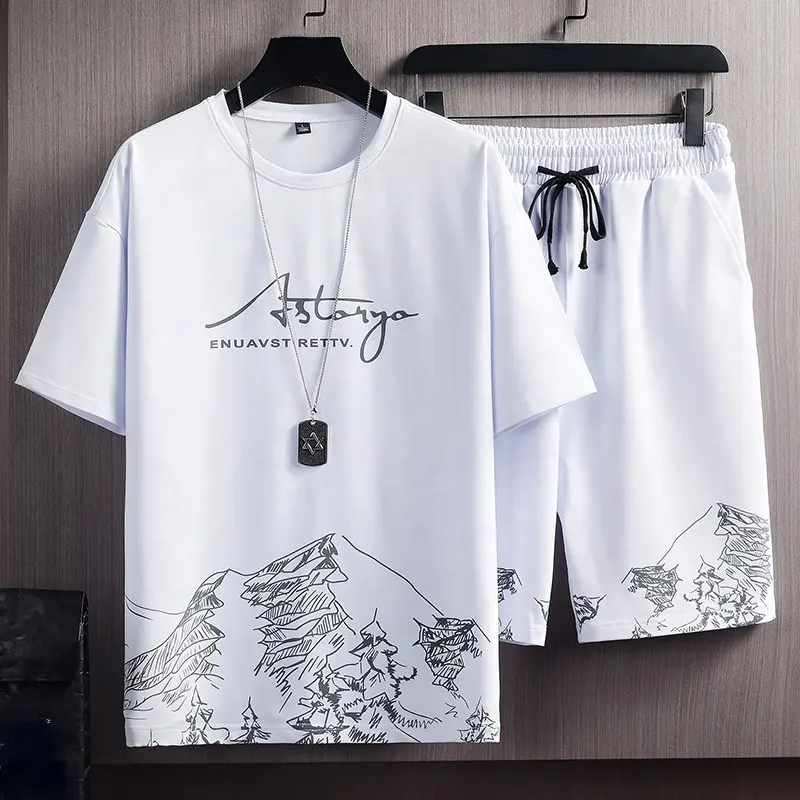 Men's T Shirt And Short Set Summer Short Sleeve Tops And Pants Suits Breathable Casual T Shirt Running Set Fashion