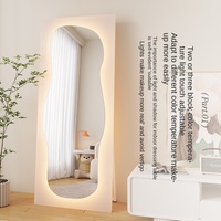 Miroir de commode LED pleine longueur au design classique moderne Miroir mural à LED véritable Habillage irrégulier de forme spéciale pour la maison sans déformation