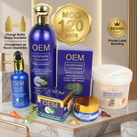 Kit de Soins Anti-Âge OEM ODM au Collagène Végétal et Acide Hyaluronique, Marque Privée Glupa, Vitamine C, Arbutine, Luxueux, Pour Tous Types de Peau