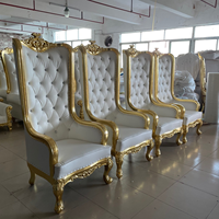 Chaise trône moderne en cuir de style gothique en or blanc pour la décoration de bureau
