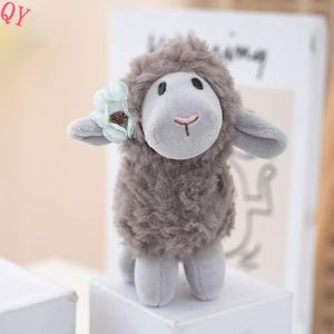 QQ Cute Faux Fur Sheep Plush Keychain With Purple Flower Soft Stuffed Animal Toy Lamb Cartoon Bag Charm - Product Image 6