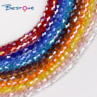 Bestone-Cuentas sueltas de cristal bicono facetadas para fabricación de joyas, 4mm, 6mm, 8mm, 10mm, AB Color, venta al por mayor