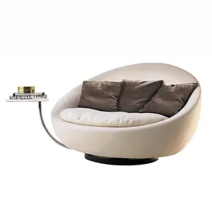 丰富家具批发创意设计圆形沙发床现代沙龙客厅家具长椅云沙发天鹅绒沙发