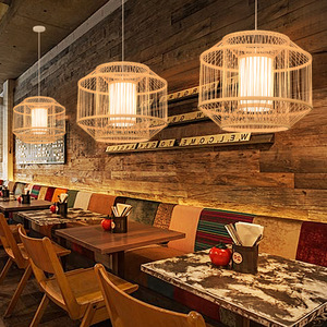 Lámpara colgante artesanal de bambú, redonda, E27, LED, de un solo cabezal, para restaurante, casa de té, tienda de tatami - Product Image 2