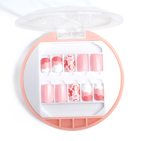 24 pièces/ensemble, faux ongles artificiels à couverture complète, réutilisables, mignons, Kawaii, à pression, ballerine, avec colle