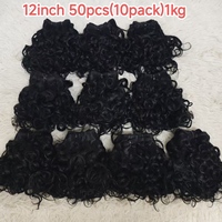 Promotion Letsfly 1,2$ 10 pouces Cheveux humains naturels 100% Remy brésiliens, lots de 50 mèches souples de 1 kg, noir naturel 9A, en liquidation
