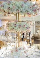 HY Grand Cadre En Fer Double Anneau Toile De Fond Candélabre Centres De Table De Mariage Fleur Stands Décorations