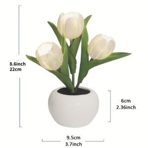 Hoa Tulip hoa nhân tạo với đèn LED cảm ứng thực sự bó hoa cho trang trí nội thất bảng centerpieces đêm đèn pin phòng khách 32 - Product Image 2