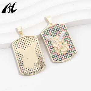 Dije y Colgante de San <span class=keywords><strong>Miguel</strong></span> Arcángel Religioso de Moda con Zirconia Cúbica Cuadrada Estilo Diamante Helado - Product Image 6