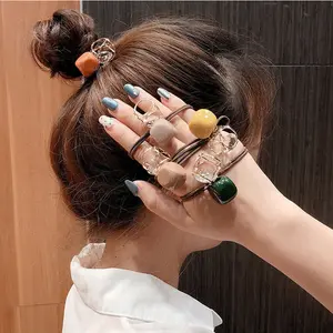 أربطة شعر النسخة الكورية بالجملة ربطة شعر بلاستيكية أكريليك مخصصة مرنة كرة شعر إكسسوار كرات شعر للفتيات