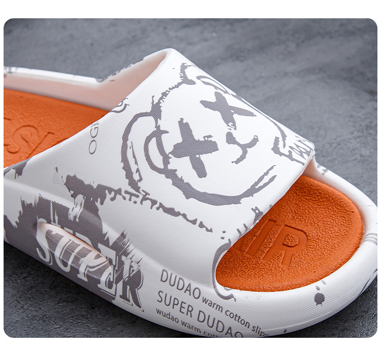 Women Men Graffiti Pattern Platform Slippers Sandals Outdoor Summer Beach Slides