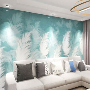 Tv fond mur papier peint maison Simple moderne papier peint salon plume personnalisé Mural Film et télévision revêtement mural 3d - Product Image 3