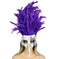 Ornement facial en plumes naturelles colorées, accessoires amusants pour cosplay, filles, adultes, Mardi Gras, carnaval vénitien, décoration pour spectacle de danse
