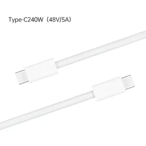 <span class=keywords><strong>2M</strong></span> 6FT 240W <span class=keywords><strong>USB</strong></span> <span class=keywords><strong>C</strong></span> a <span class=keywords><strong>C</strong></span> Cable de cargador tipo <span class=keywords><strong>C</strong></span> Cable PD trenzado de carga rápida para iPhone 15 16 Series lPad Air Pro - Product Image 3